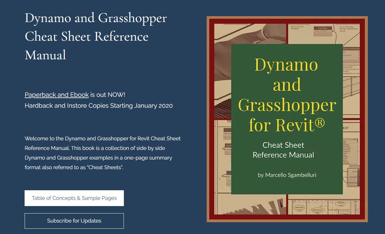 Dynamo And Grasshopper For Revit Cheat Sheet Reference Manual